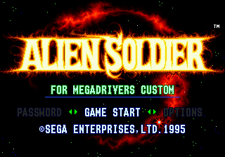 Alien Soldier title screen for Sega Mega Drive